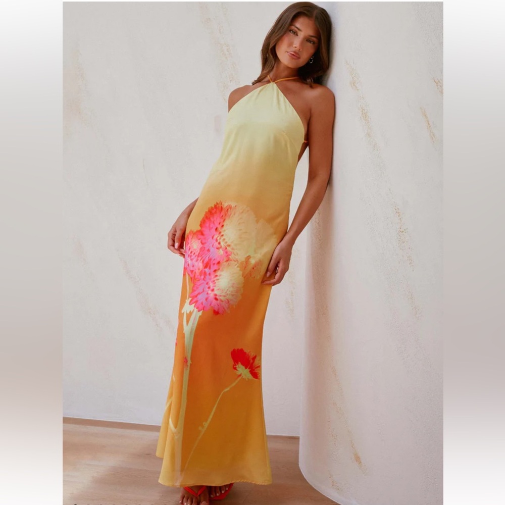 Peppermayo Yellow and Pink Backless Dress